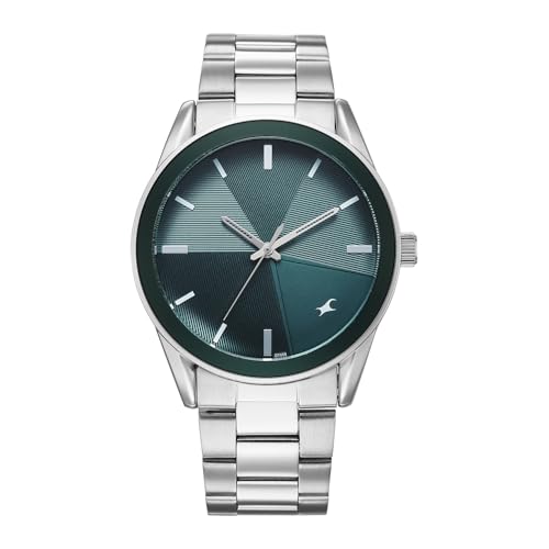 Image of Fastrack Stunners XI with Quartz Analog Teal Dial Silver Stainless Steel Strap Watch for Men - 38215KM01