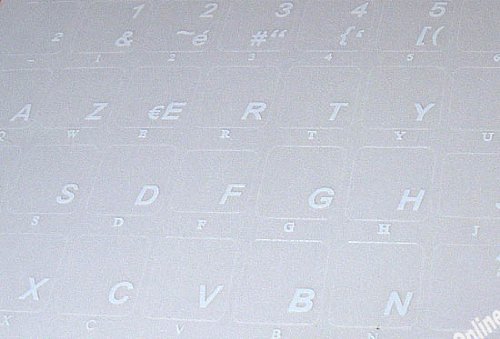 Calcomanías francesas Azerty de letras blancas transparentes para teclados de computadora 3