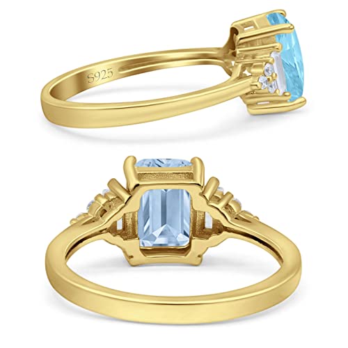 OMRANII Three Stone Emerald Cut Art Deco Bridal Wedding Engagement Ring Baguette Cubic Zirconia 925 Sterling Silver2