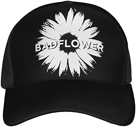 Johnjmax Badflower Flower Logo Hat Adjustable Casquette for Mens and Womens Black