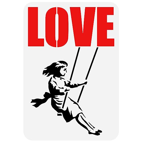 FINGERINSPIRE Banksy Girl On Swing Stencil 21x29.7cm Reusable Banksy Theme Painting Template Banksy Girl With LOVE Drawing Stencil Banksy Stencil for Painting on Wood Wall Fabric Furniture