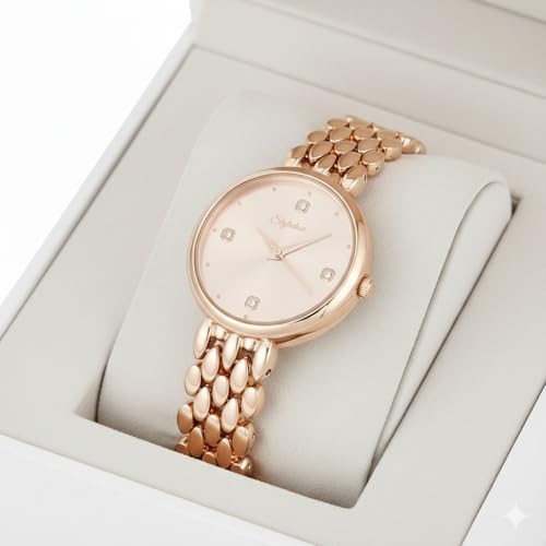 Image of styledose Women's Diamond Studded Watch | Premium Metal Bracelet Strap | Analog Quartz Movemnet Ladies Wrist Watch | Watch for Women & Girls | Wrist Watches for Women's & Girls&Ladies