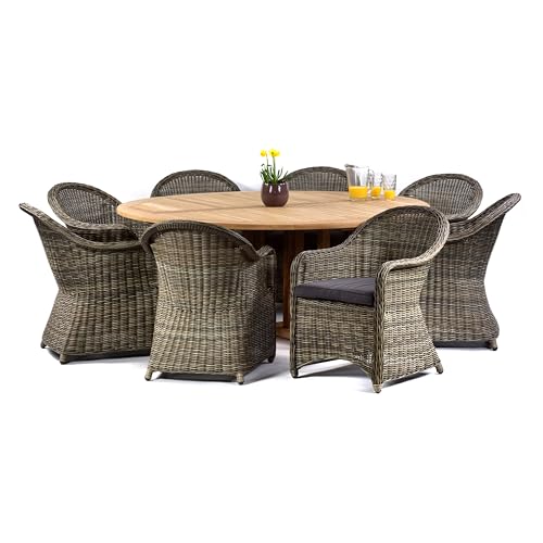 BrackenStyle Regent Garden Rattan Armchair with Dark Grey Cushion - Durable Rattan Dining Chair Seat for Outdoor Garden & Patio Use - Image 6