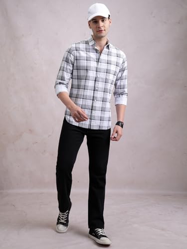Image of Highlander Men's Slim Fit Shirts | Checked | Long Sleeves | Spread Collar | Casual Shirts | Men Shirts