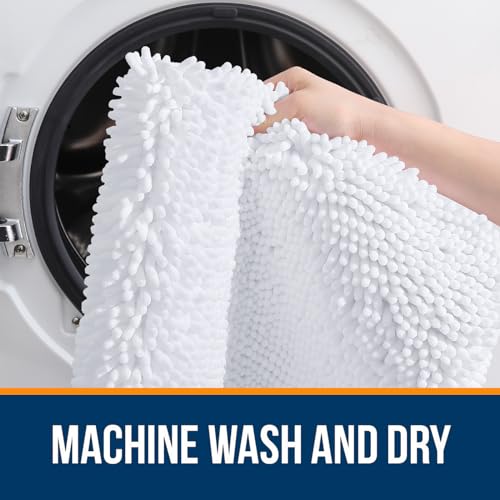 Image of OLANLY Large Bathroom Rugs 47x32, Extra Soft Absorbent Chenille Bath Rugs, Rubber Backing Quick Dry, Machine Washable Bath Mats for Bathroom Floor, Tub and Shower, Home Decor Accessories, White