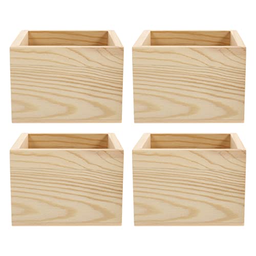 4er Set Holzkisten 9,5x9,5x5cm - Naturbelassene Aufbewahrungsboxen Für Deko & Basteln