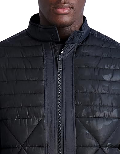 Image of KARL LAGERFELD Men's Camouflage Quilted Full Zip Puffer Jacket