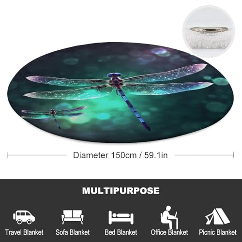 Couverture de plage ronde anti sable microfibre coton pour pique-nique 150cm - 3