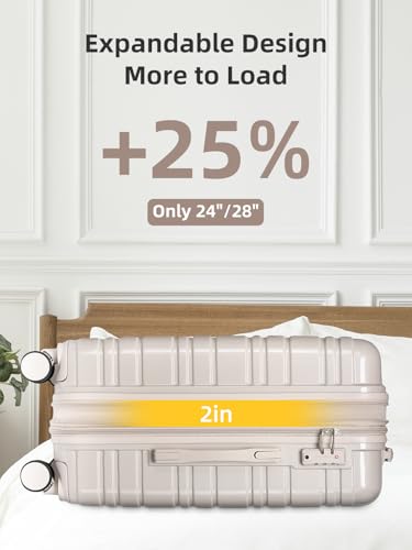 Image of LARVENDER Luggage Sets 6 Piece Hardside Expandable Suitcase with Wheels TSA Lock, PC+ABS Hardshell Lightweight Travel Luggage Sets for Women, Glossy Champagne