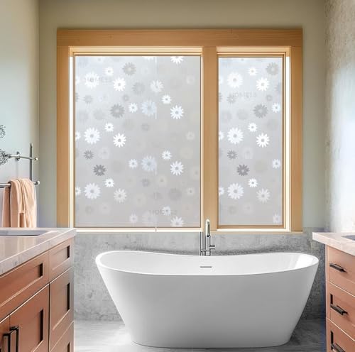 Image of HOME13 Window Privacy Film Frosted Glass Film Decorative Window Sticker Removable Window Film Home Office Privacy Film Window Coverings (Sunflower Frosted, 2 Feet by 8 Feet)
