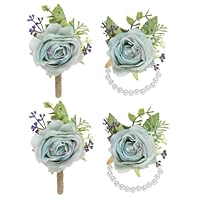 PATIKIL Rose Pols Corsage en Boutonnieres Set, 2 Stuks Bruiloft Bloem