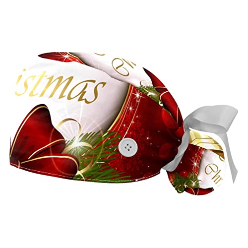 Chapeaux de Travail Christmas Bells JDEZ (Lot de 2) Casquettes Bouffantes Rouges