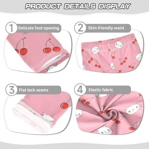 Girls' Leggings Cute White Cat Pink Cherry Kids Yoga Tights Pants 1 Pack 208617363