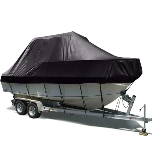 420D Bootsabdeckung Persenning, 100% Wasserdicht Bootspersenning, Bootsplane Mit Gummizug Staubdichte UV-beständige Bootsplane - Schwarz,21 * 24FT=732 * 300CM1