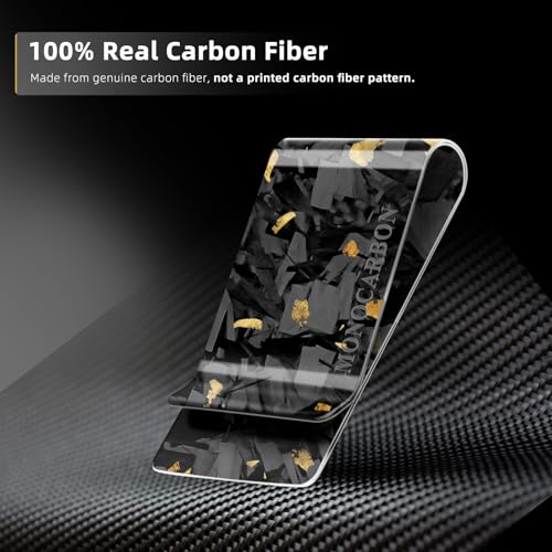 Image of MONOCARBON Genuine Carbon Fiber Money Clips Credit Card Holder with Constellation for Minimalist Money Clips Front Pocket