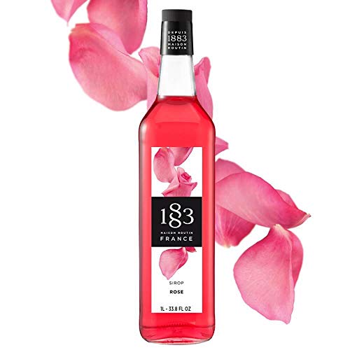 Image of 1883 Rose Syrup for Drinks, Made in France, 1 Liter Glass Bottle