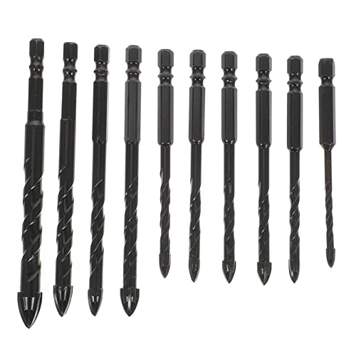 Balacoo Professional Tile Drill Bits 10pcs Set Ceramic Porcelain Masonry Drill Bits Steel Tips for Glass Marble Wood Concrete