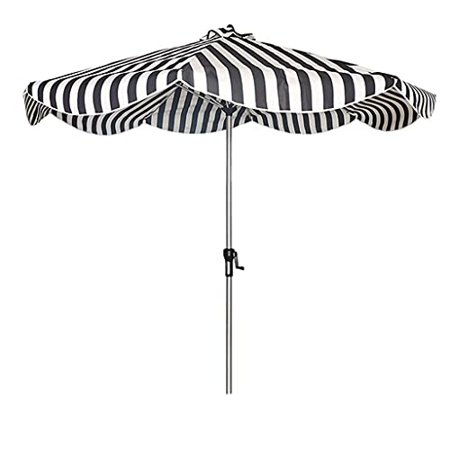 Parasol crème COBBOS mât alu noir 8 branches haut de gamme avec manivelle étanche