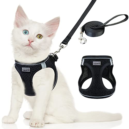 nanappice Cat Harness and Leash Set for Walking Escape Proof,Adjustable Soft Kittens Vest with Reflective Strip for Small Cats,Easy to Control