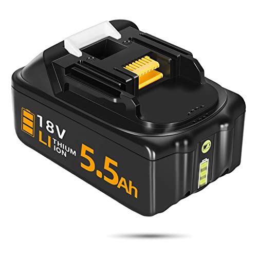1 Stück BL1860B 18V 5500mAh Ersatzakku Li-ion Akku für Makita Kompatibel mit Makita 18 Volt Akku mit LED-Anzeige BL1860 BL1850B BL1840B BL1830B BL1815B LXT-400 Akku-Elektrowerkzeuge Cover