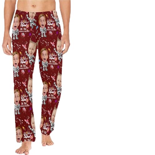 Custom Pajama Bottoms for Men Women Red Love Heart Photo Sleepwear Pants,Personalized Valentine Pj Trousers Gifts