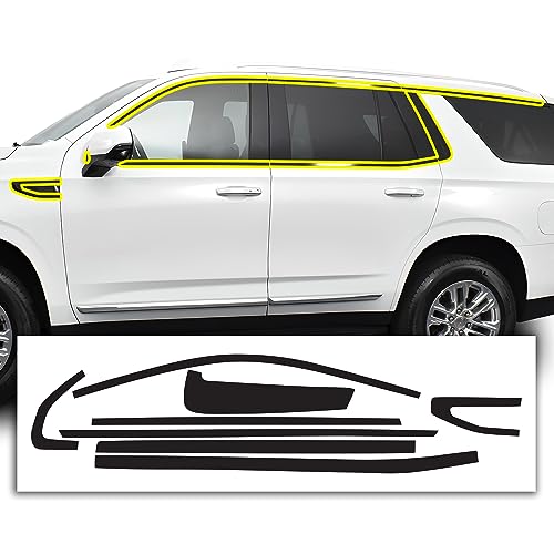 BOGAR TECH DESIGNS for GMC Yukon 2021-2026 Side Window Chrome Delete – Precut Vinyl Trim Overlay, Gloss Black Blackout Appearance