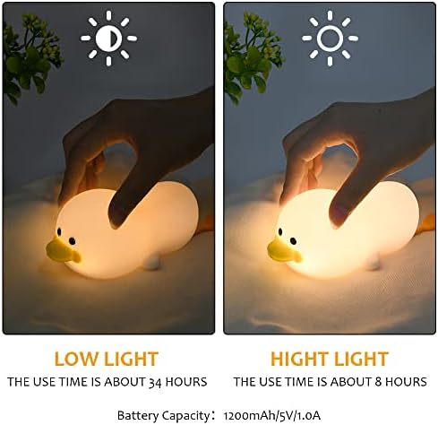 Vicloon LED Night LightDuck Night Light Kids LampSmart Bedside Night Lamp with Touch Sensor Silicone Lamp Charging Night LightUSB Rechargeable Lamps Warm Light for Boys Girls Bedroom