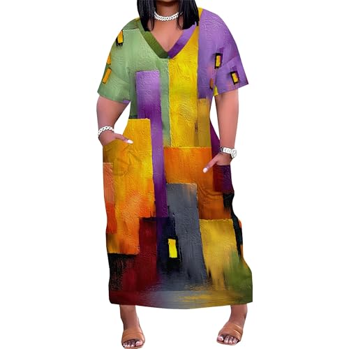 Image of SUZONANA Plus Size Dresses for Curvy Women African Print American Dress Summer Outfits Casual Loose with Pocket