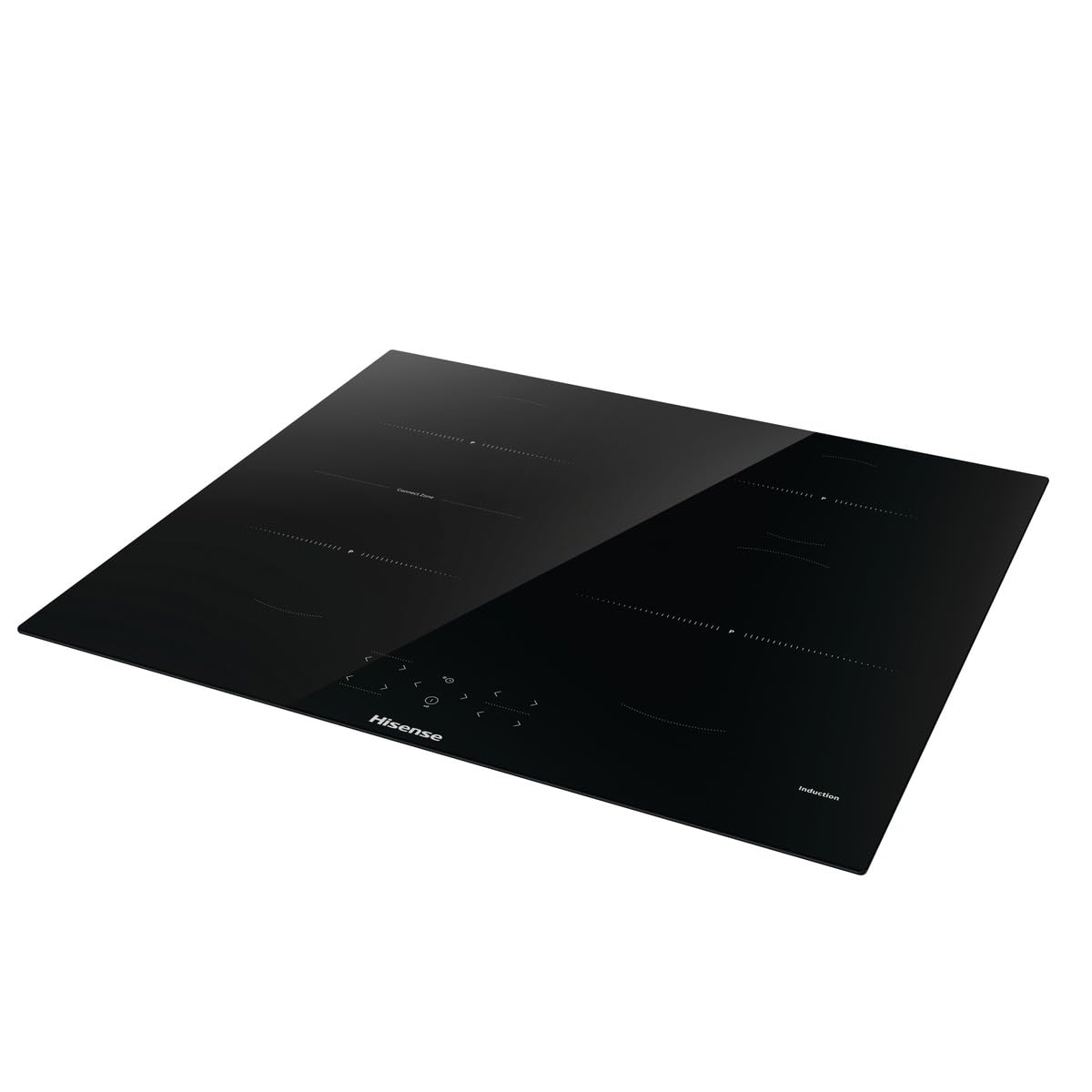 Hisense HI621FM Piano Cottura a Induzione 60 cm, 4 Zone con Connect Zone, Power Boost, 7200W, Touch Control, Timer e Indicatore Calore Residuo, Vetroceramica Nero