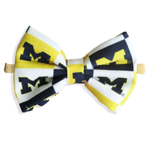 Image of University Of Michigan Wolverine Baby Girl To Toddler Nylon Headband Bow - Made in USA