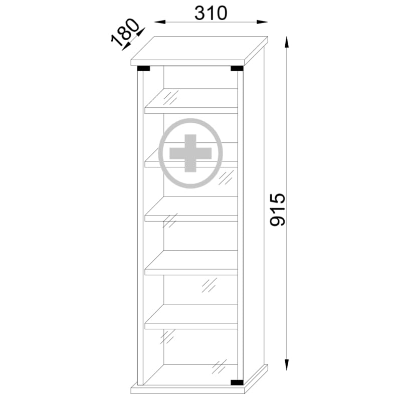 Armadietto Medicinali PharmaCasa XXL dim 31x18 h 92 cm