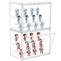 eYotto 2 PACK Acrylic Display Case For Collectibles, Clear Stackable Movable 3-Tier Hobby Display Cases, Acrylic Display Box With Lid And Magnetic Door for Figures Size 12