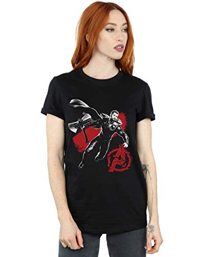 Marvel Women's Avengers Endgame Mono Thor Boyfriend Fit T-Shirt Black XXXX-Large
