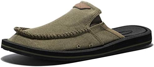 Anlarach Mens Casual Canvas Shoes Lightweight Slippers Slip-On Loafer Flats ArmyGreen