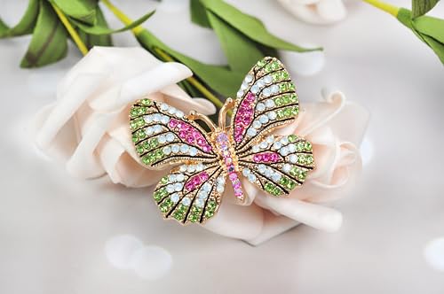 Image of Gyn&Joy Multi-Color Crystal Rhinestone Winged Butterfly Pin Brooch BZ030
