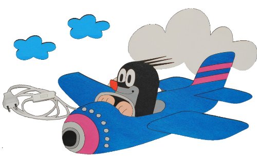 alles-meine.de GmbH Wandlampe Holz - der kleine Maulwurf - Pauli - Lampe Kinder Kinderzimmer Kinderlampe Wandleuchte Flugzeug