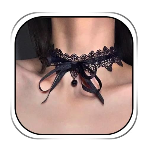 JEAIRTS Black Lace Choker Necklace Velvet Bow-knot Necklaces Halloween Costume Necklace Jewelry Accessories for Women
