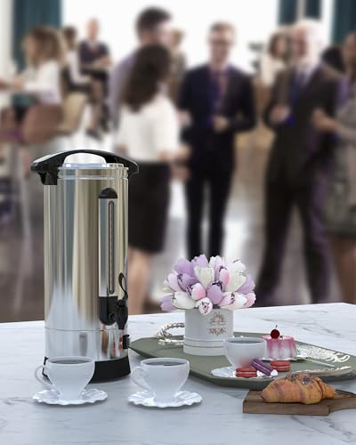 Image of Garvee 70 Cup Commercial Coffee Maker 10 L, Large Capacity Coffee Urns with Double-wall 304 Stainless Steel, Quick Brewing Coffee Dispenser for Meeting Rooms and Other Large Gatherings