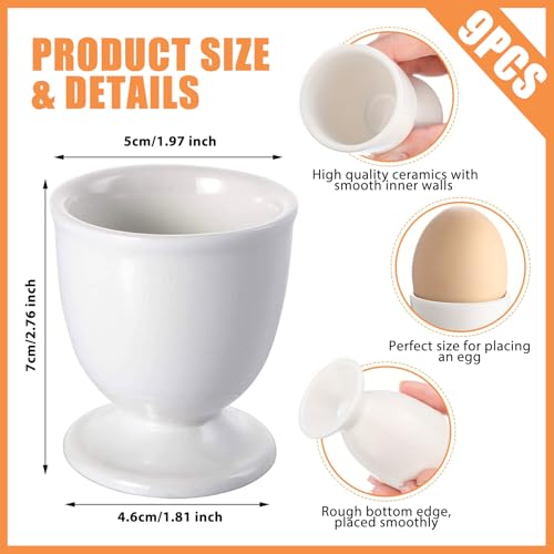 9 Stück Eierbecher Set, 4.8x4.9cm Weiße Runde Eierbecher mit Fuß, Plastik Frühstück Eierhalter Geschirr, Eierbecher Lustig Geeignet für Hart und Weich Gekochte Eier auf Jedem Frühstückstisch (Weiß) – Bild 3