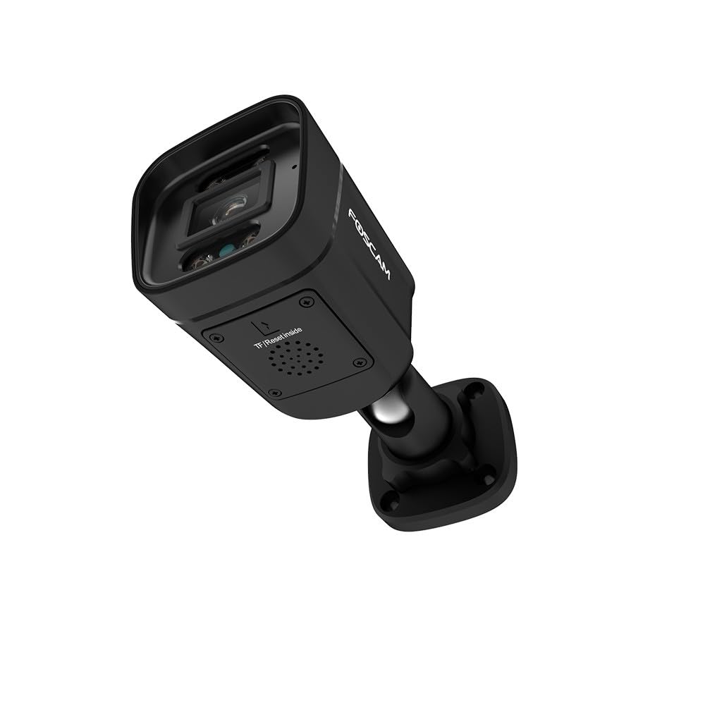 Foscam Caméra IP extérieure PoE 4 MP Starlight avec 4 Spots Lumineux et sirène V4EC Noir