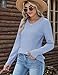 Kistore Pullover Damen Herbst V-Ausschnitt Langarmshirt Lange Ärmel Pullover Damen Winter Elegant Oberteile Blau XL