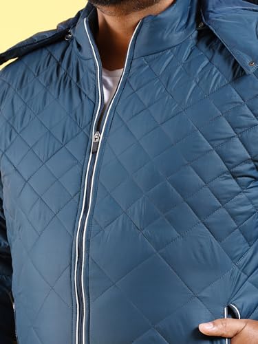 Image of Hardsoda by The Indian Garage Co Men Plus Size Regular Fit Solid Detachable Hood Puffer Jacket
