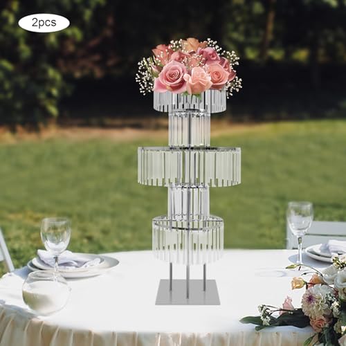 Support de fleurs en cristal de 110cm pour grand bouquet de table - 7