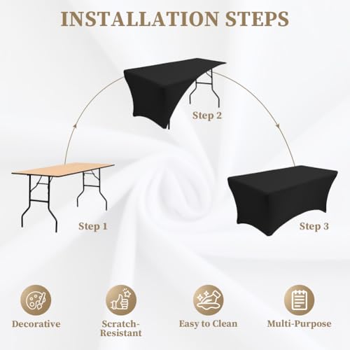 Couverture de table en polyester anti-pli lot de 2 nappes blanches pour cacher une table usée