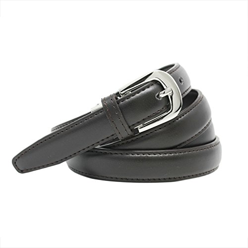 YEHMAN Ceinture classique fine 2 cm en croûte de cuir de vachette ajustable 120 cm (Marron foncé)