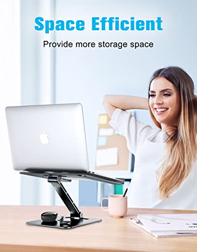 Image of Babacom Laptop Stand, Ergonomic Foldable Computer Stand with Adjustable Height, Ventilated Aluminium Alloy Laptop Riser Desktop Book Stands Compatible with MacBook Air, Pro, All 10-16 inch Laptops (Grey)