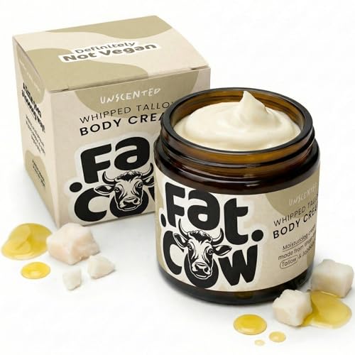 Beef Tallow Skin Care Beef Tallow Moisturiser Grass Fed & Whipped Enriched with Jojoba Oil for Skin Hydration and Sensitive Skin Eczema Relief 120ml Unscented