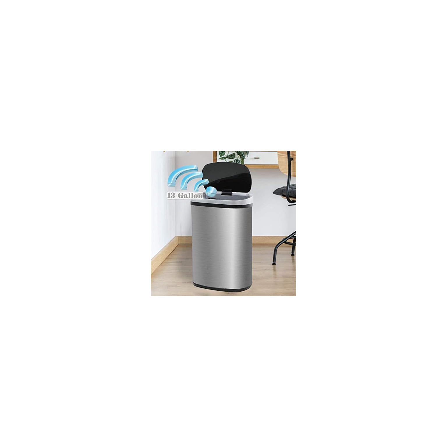 Kitchen Trash Can Stainless Steel Trash Can 13 Gallon(50L) Automatic