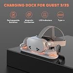 Charger le quai pour Meta Quest 3S/Quest 3 avec USB-C Chargeur, VR Station de recharge magnétique pour Oculus Quest 3S avec LED Indicateur 2 Batteries et câbles rechargeables