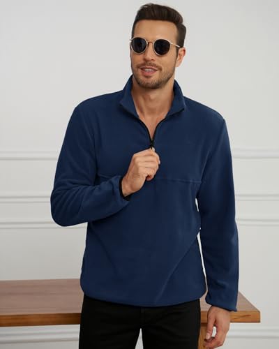 Runcati Mens Fuzzy Fleece Sweatshirt Quarter Zip Pullover Long Sleeve Winter Fall Outdoor Warm Outerwear2